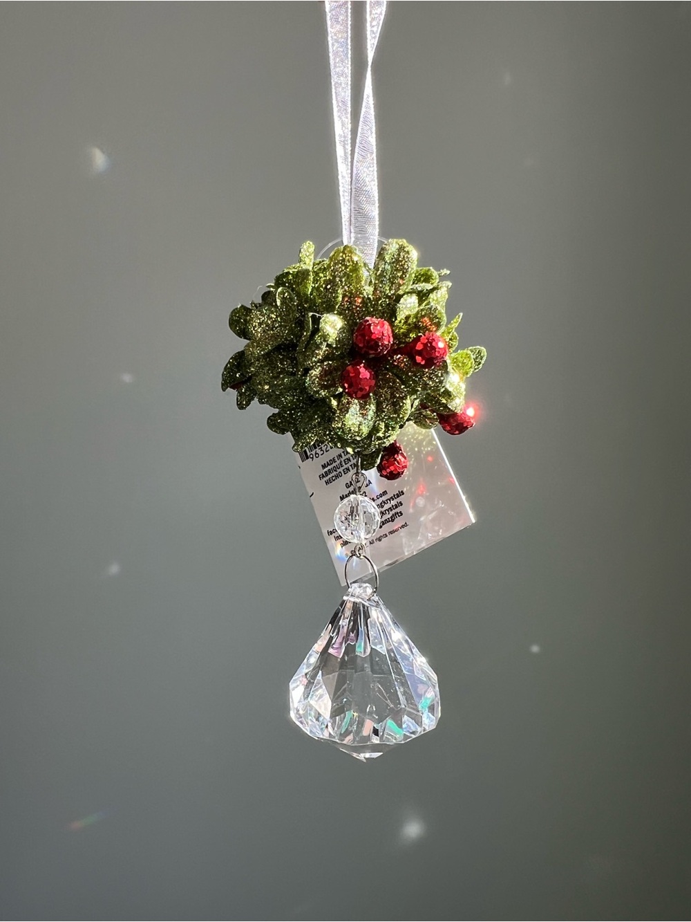 GANZ Kissing Krystals Mistletoe Jewel Kissball Green Red Crystal Decor Ornament